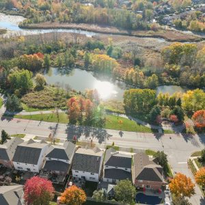 Ajax Real Estate Photography - An Aerial Show of a home overlooking Lake Ontario