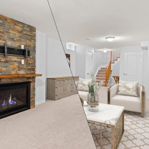 Home - PathFront Media - Real Estate Photography and Media 2 A split screen before and after example of a Virtual Staging photo